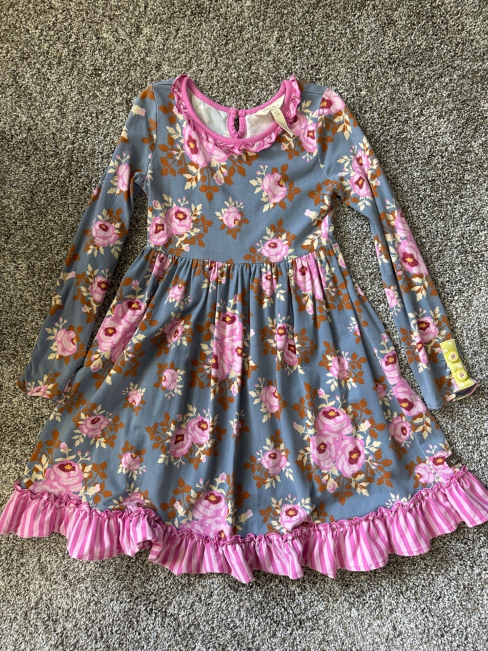 Matilda Jane Grey Dress with Pink Floral Print